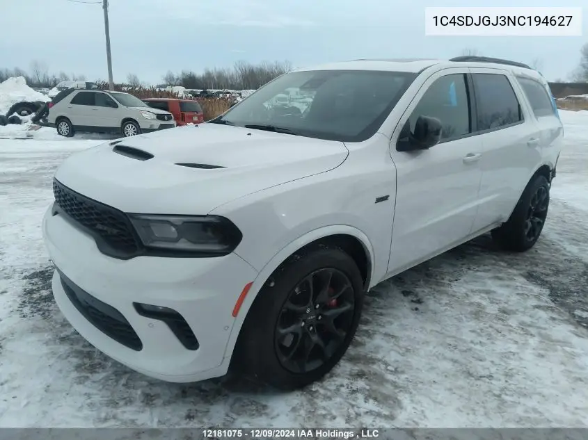 2022 Dodge Durango Srt 392 VIN: 1C4SDJGJ3NC194627 Lot: 12181075