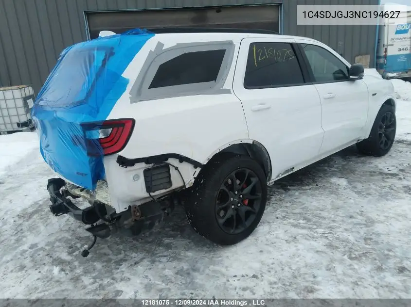 2022 Dodge Durango Srt 392 VIN: 1C4SDJGJ3NC194627 Lot: 12181075