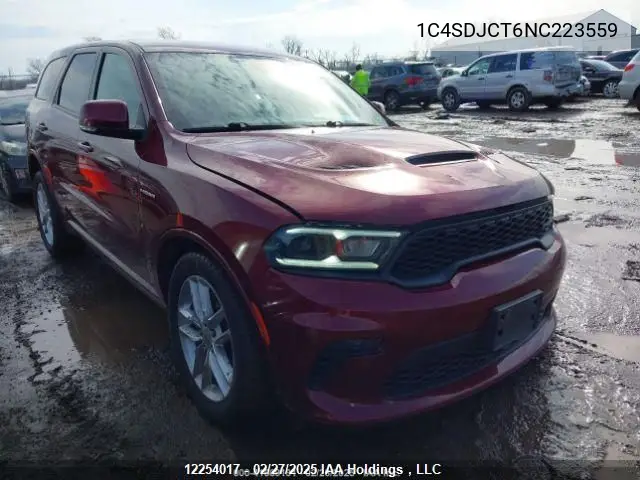 2022 Dodge Durango R/T VIN: 1C4SDJCT6NC223559 Lot: 12254017