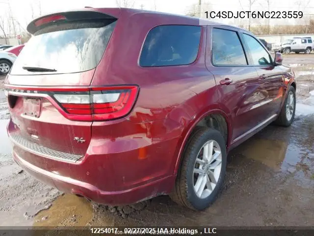 2022 Dodge Durango R/T VIN: 1C4SDJCT6NC223559 Lot: 12254017