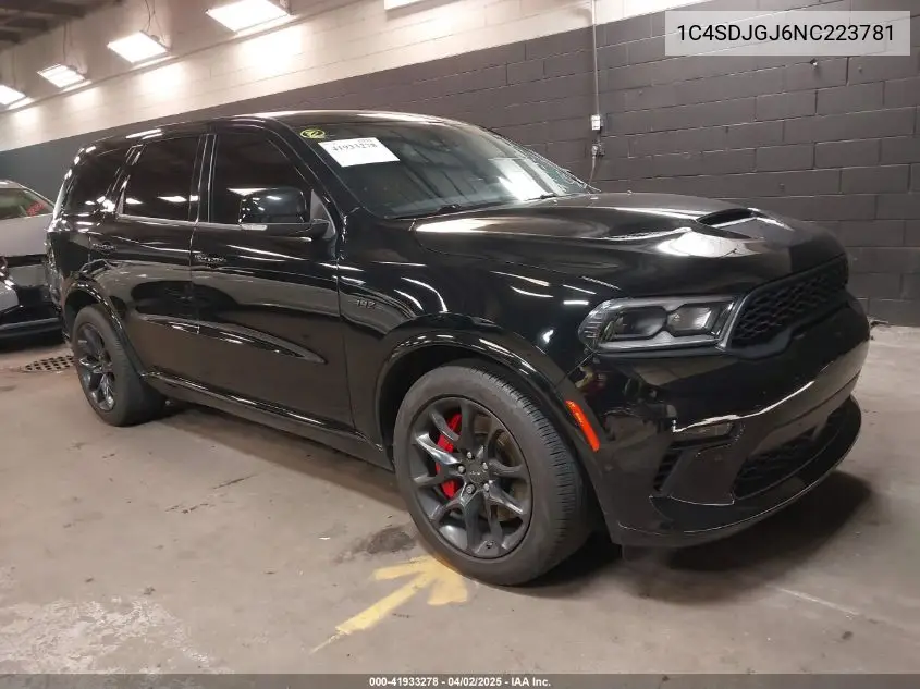 2022 Dodge Durango Srt 392 Awd VIN: 1C4SDJGJ6NC223781 Lot: 41933278