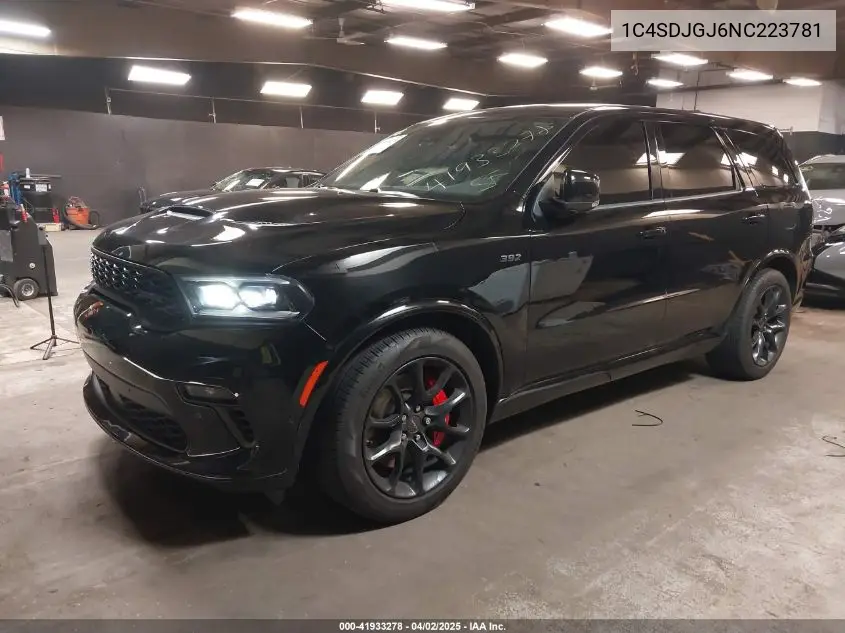 2022 Dodge Durango Srt 392 Awd VIN: 1C4SDJGJ6NC223781 Lot: 41933278