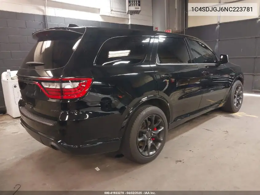 2022 Dodge Durango Srt 392 Awd VIN: 1C4SDJGJ6NC223781 Lot: 41933278