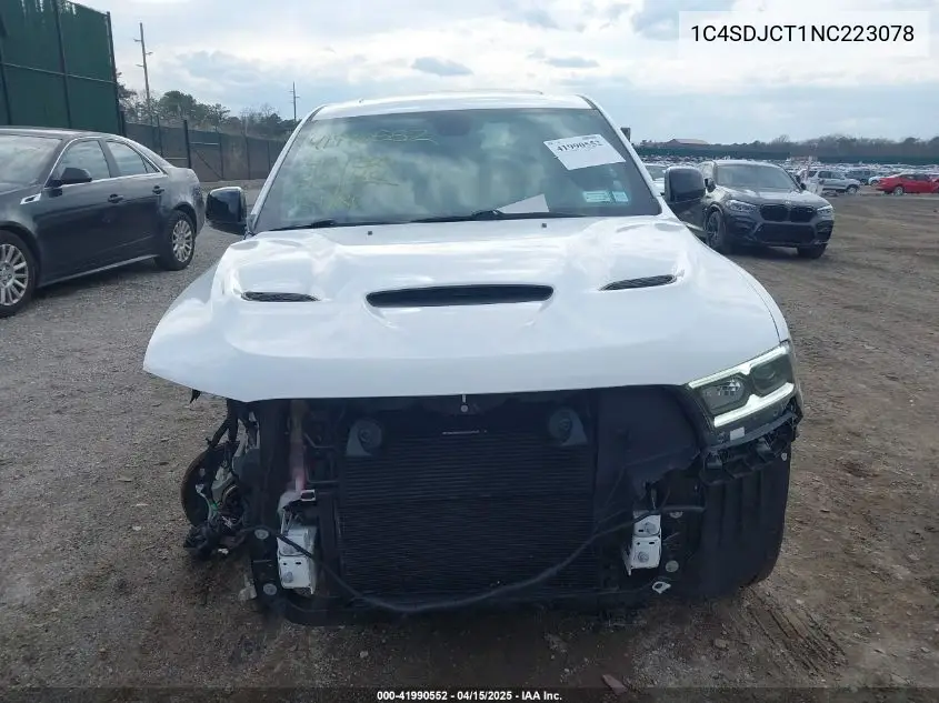 2022 Dodge Durango R/T Awd VIN: 1C4SDJCT1NC223078 Lot: 41990552