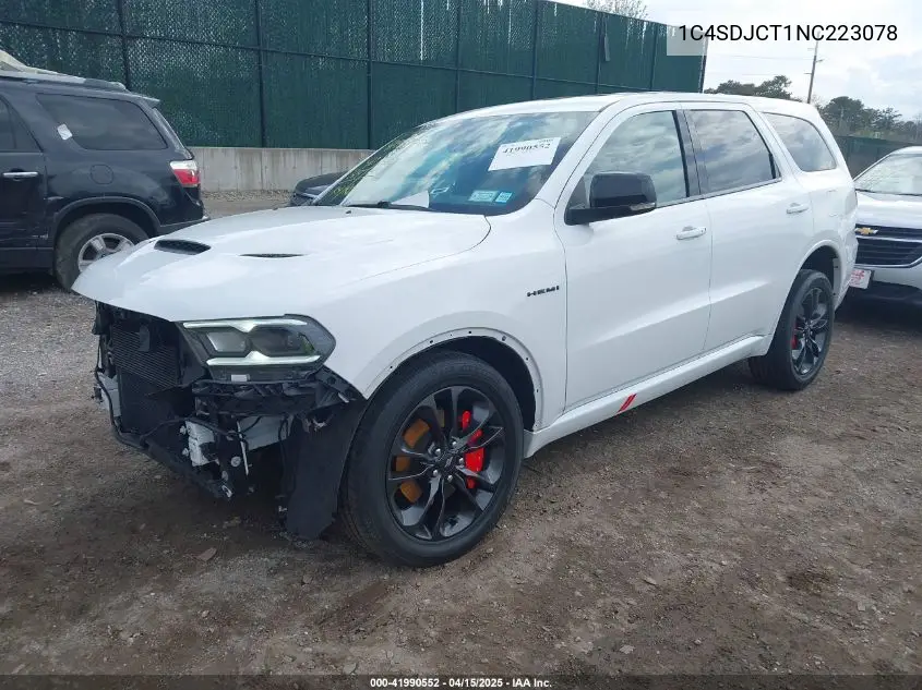 2022 Dodge Durango R/T Awd VIN: 1C4SDJCT1NC223078 Lot: 41990552