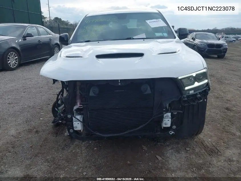 2022 Dodge Durango R/T Awd VIN: 1C4SDJCT1NC223078 Lot: 41990552