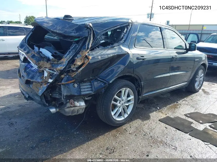2022 Dodge Durango R/T Rwd VIN: 1C4SDHCT0NC209231 Lot: 42236082