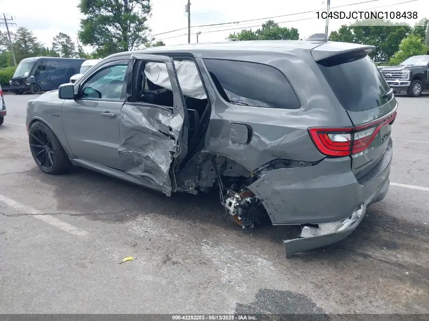 2022 Dodge Durango R/T Awd VIN: 1C4SDJCT0NC108438 Lot: 42252203