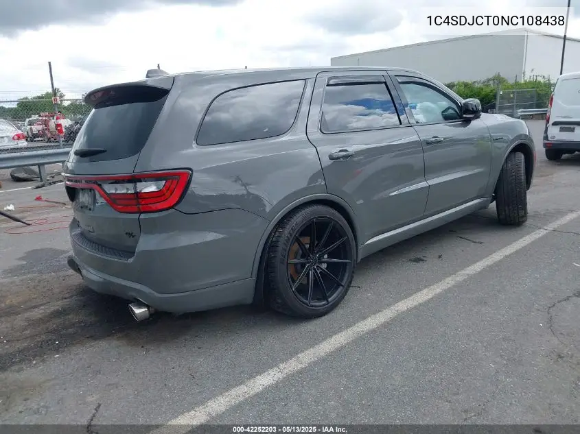 2022 Dodge Durango R/T Awd VIN: 1C4SDJCT0NC108438 Lot: 42252203
