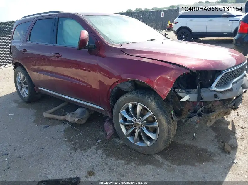 2022 Dodge Durango Sxt Rwd VIN: 1C4RDHAG6NC131154 Lot: 42525146
