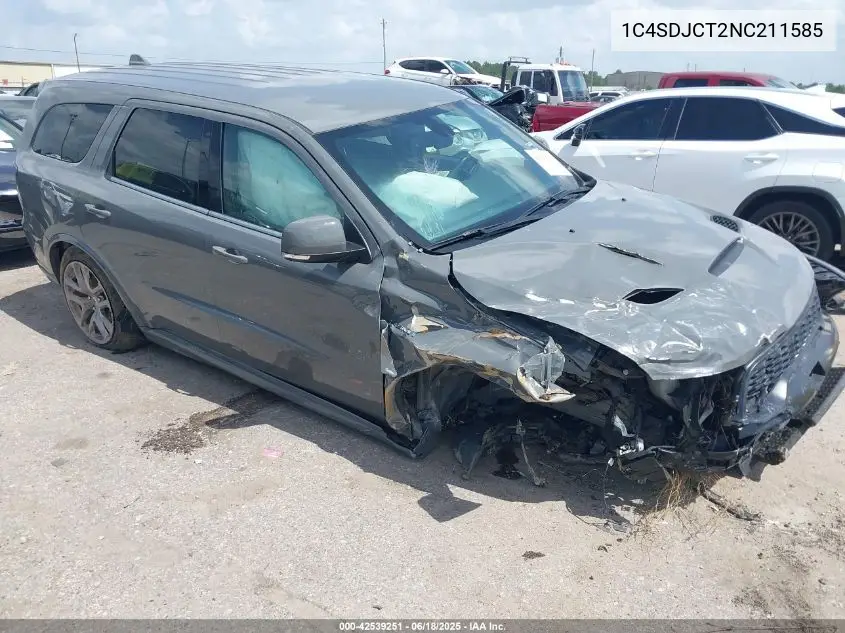 2022 Dodge Durango R/T Awd VIN: 1C4SDJCT2NC211585 Lot: 42539251