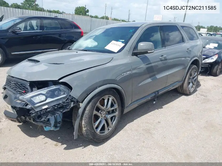 2022 Dodge Durango R/T Awd VIN: 1C4SDJCT2NC211585 Lot: 42539251