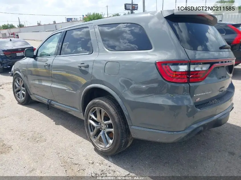 2022 Dodge Durango R/T Awd VIN: 1C4SDJCT2NC211585 Lot: 42539251