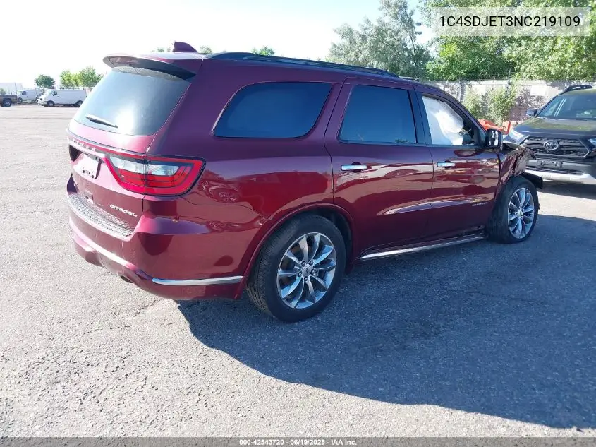 2022 Dodge Durango Citadel Awd VIN: 1C4SDJET3NC219109 Lot: 42543720