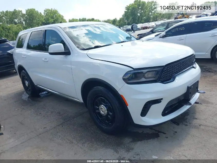 2022 Dodge Durango Pursuit Awd VIN: 1C4SDJFT2NC192435 Lot: 42551149