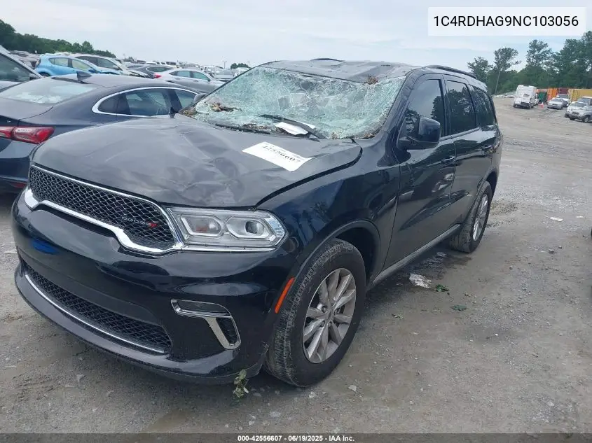 2022 Dodge Durango Sxt Rwd VIN: 1C4RDHAG9NC103056 Lot: 42556607