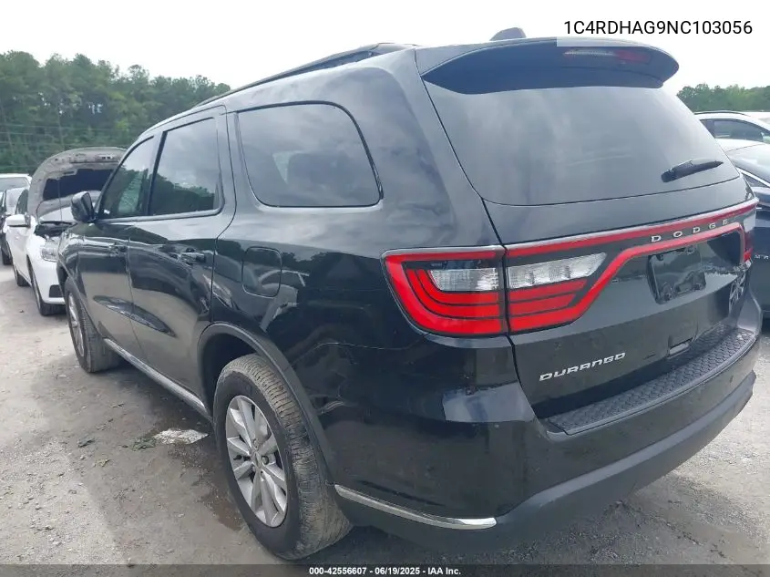 2022 Dodge Durango Sxt Rwd VIN: 1C4RDHAG9NC103056 Lot: 42556607