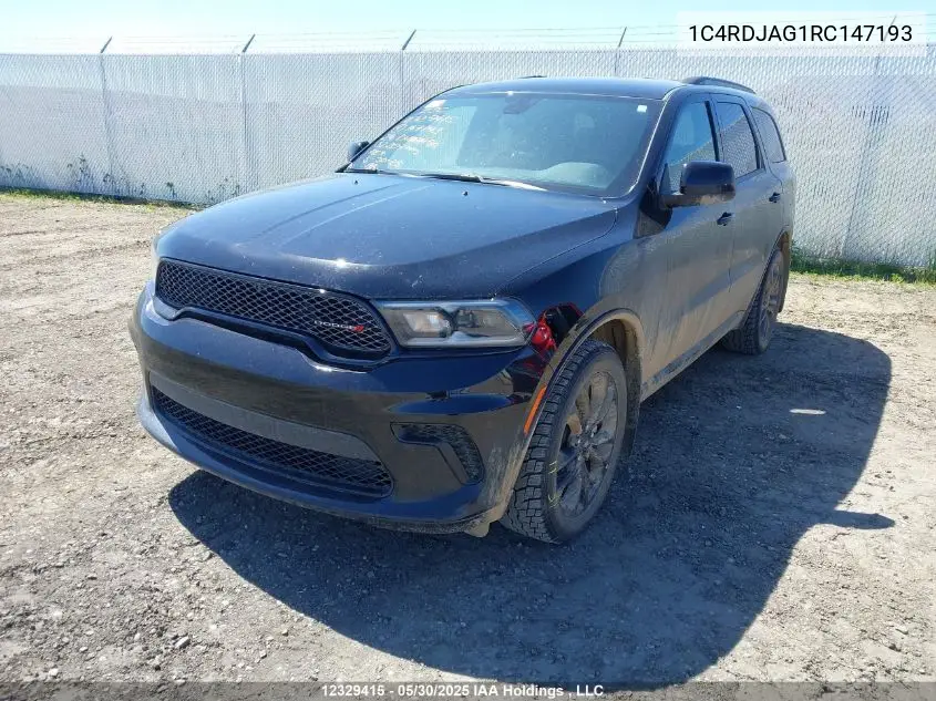 2024 Dodge Durango Sxt VIN: 1C4RDJAG1RC147193 Lot: 12329415