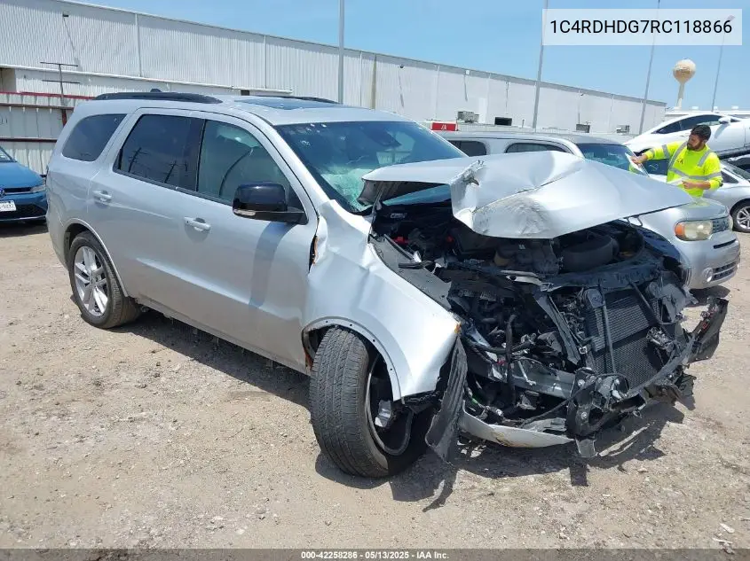 2024 Dodge Durango Gt Plus Rwd VIN: 1C4RDHDG7RC118866 Lot: 42258286