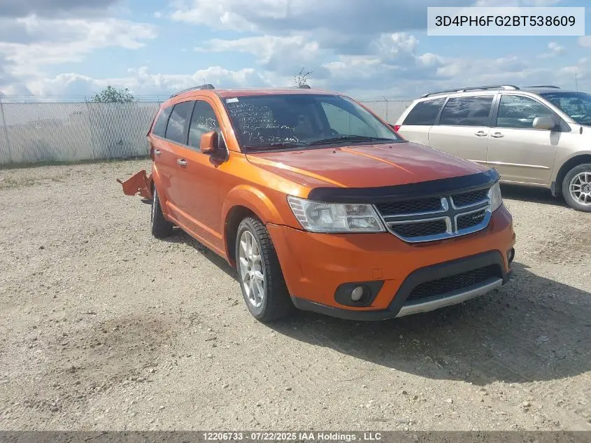 2011 Dodge Journey R/T VIN: 3D4PH6FG2BT538609 Lot: 12206733