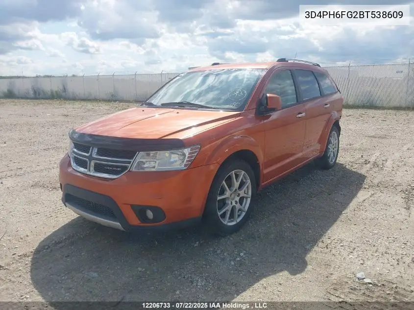 2011 Dodge Journey R/T VIN: 3D4PH6FG2BT538609 Lot: 12206733