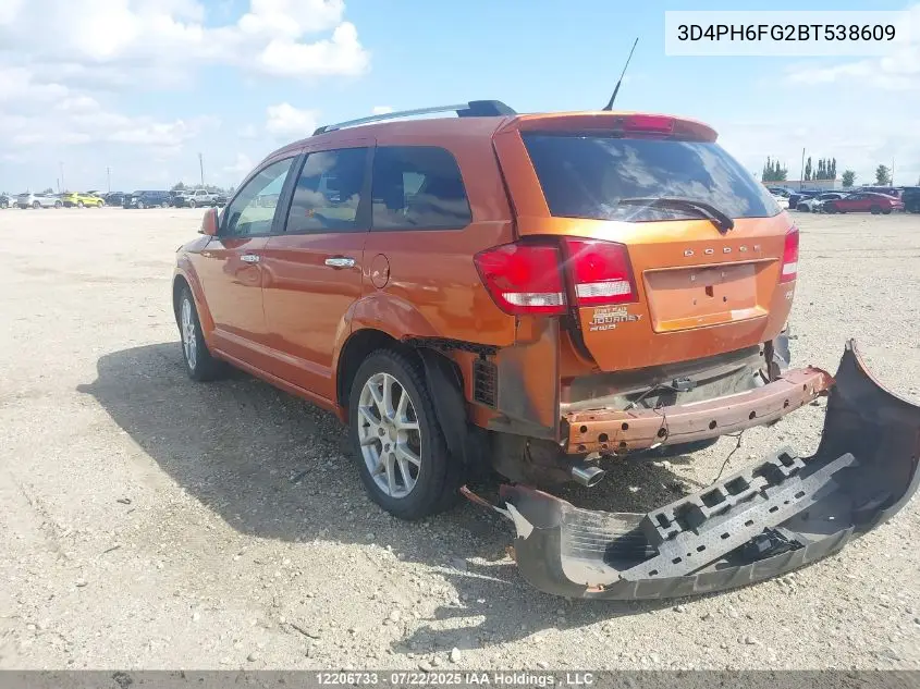 2011 Dodge Journey R/T VIN: 3D4PH6FG2BT538609 Lot: 12206733
