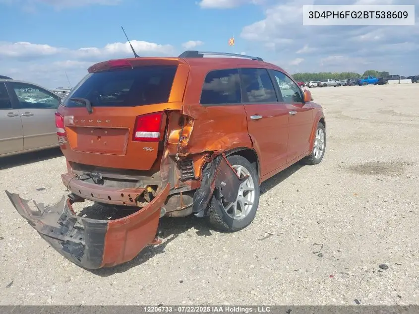 2011 Dodge Journey R/T VIN: 3D4PH6FG2BT538609 Lot: 12206733