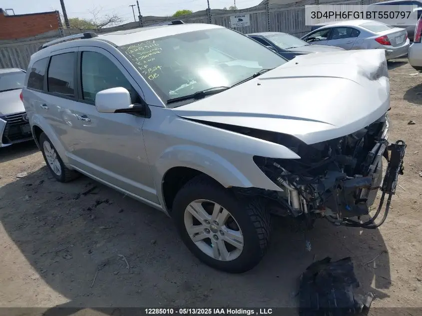 2011 Dodge Journey R/T VIN: 3D4PH6FG1BT550797 Lot: 12285010