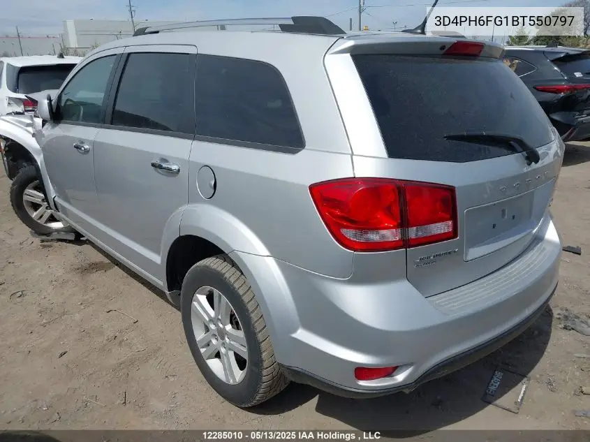 2011 Dodge Journey R/T VIN: 3D4PH6FG1BT550797 Lot: 12285010