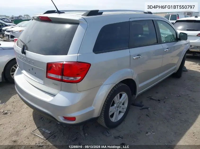 2011 Dodge Journey R/T VIN: 3D4PH6FG1BT550797 Lot: 12285010