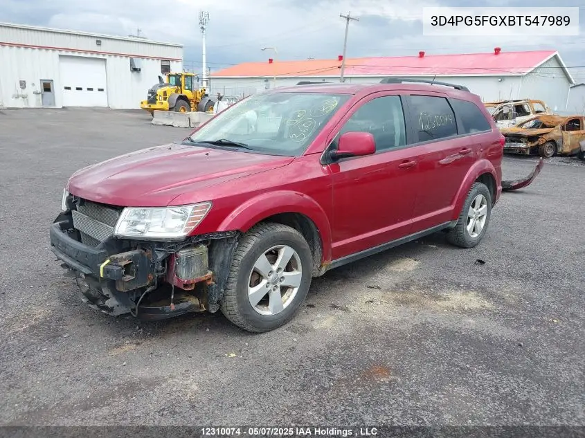 2011 Dodge Journey Sxt VIN: 3D4PG5FGXBT547989 Lot: 12310074