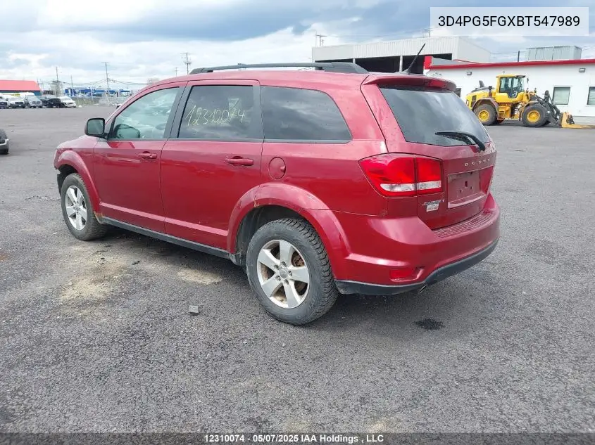 2011 Dodge Journey Sxt VIN: 3D4PG5FGXBT547989 Lot: 12310074