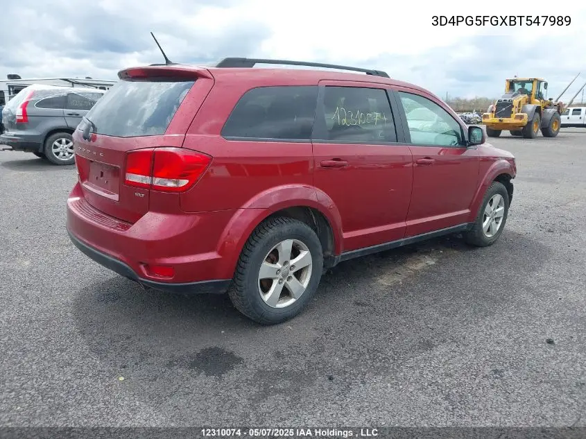 2011 Dodge Journey Sxt VIN: 3D4PG5FGXBT547989 Lot: 12310074