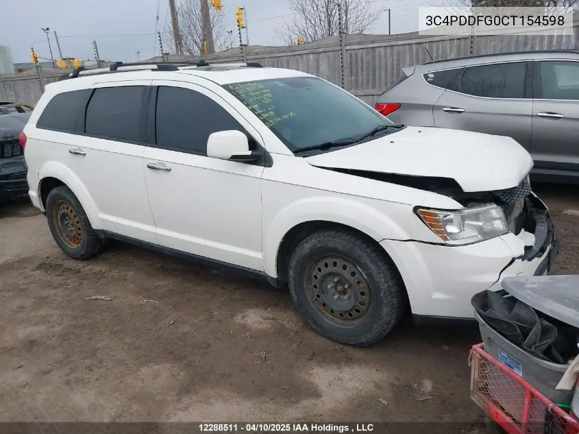 2012 Dodge Journey R/T VIN: 3C4PDDFG0CT154598 Lot: 12288511