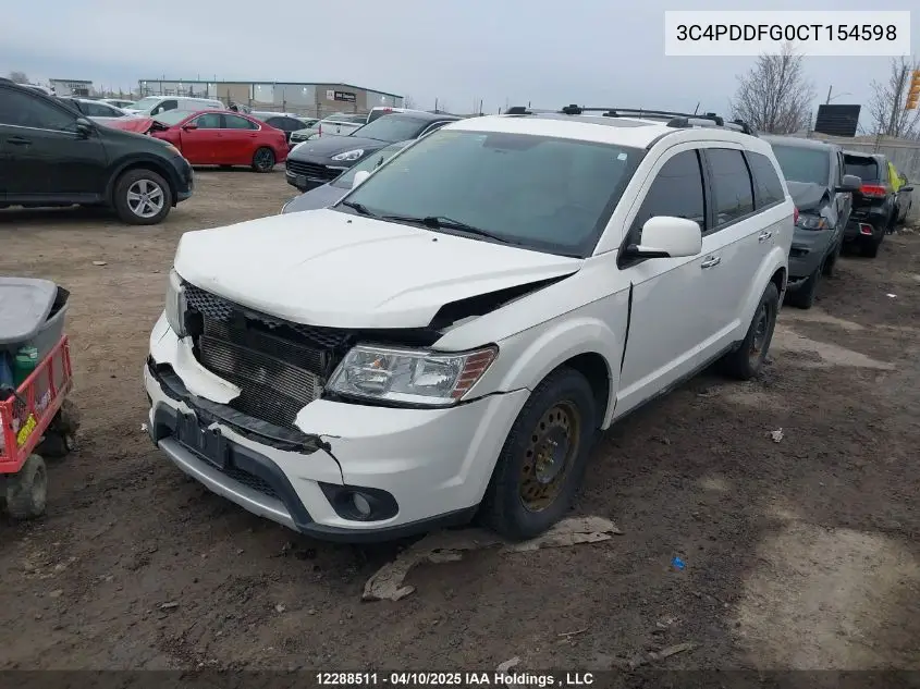 2012 Dodge Journey R/T VIN: 3C4PDDFG0CT154598 Lot: 12288511