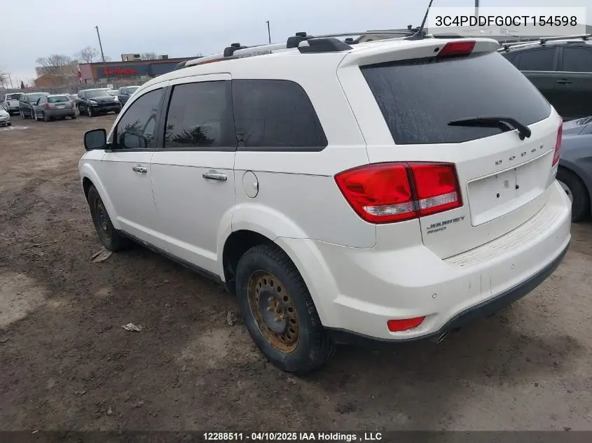 2012 Dodge Journey R/T VIN: 3C4PDDFG0CT154598 Lot: 12288511