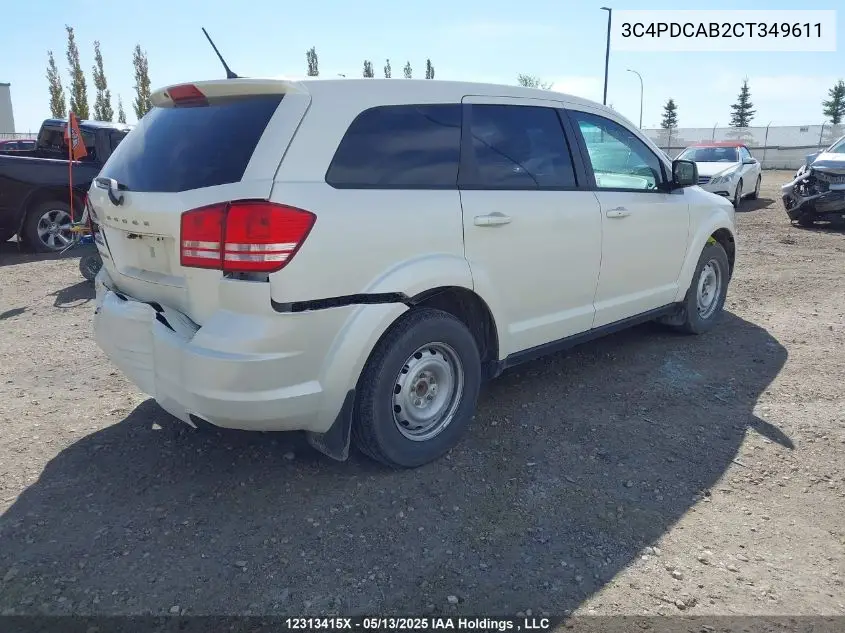 2012 Dodge Journey Cvp/Se Plus VIN: 3C4PDCAB2CT349611 Lot: 12313415X