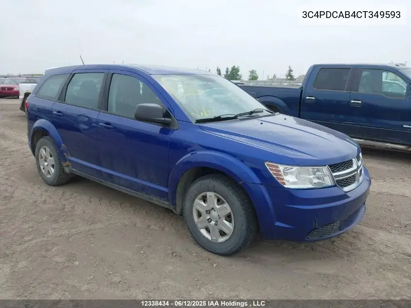 2012 Dodge Journey Cvp/Se Plus VIN: 3C4PDCAB4CT349593 Lot: 12338434