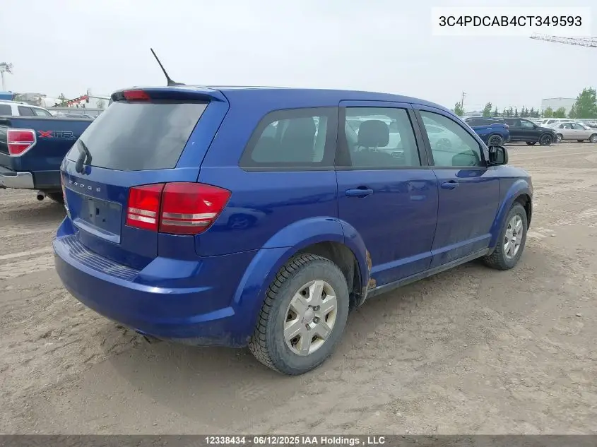2012 Dodge Journey Cvp/Se Plus VIN: 3C4PDCAB4CT349593 Lot: 12338434