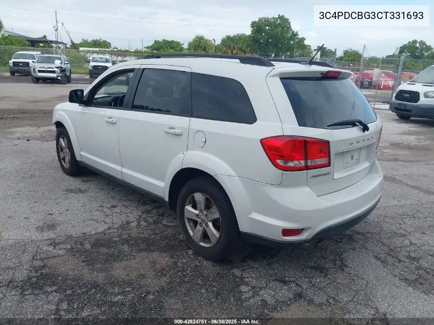 2012 Dodge Journey Sxt VIN: 3C4PDCBG3CT331693 Lot: 42624751