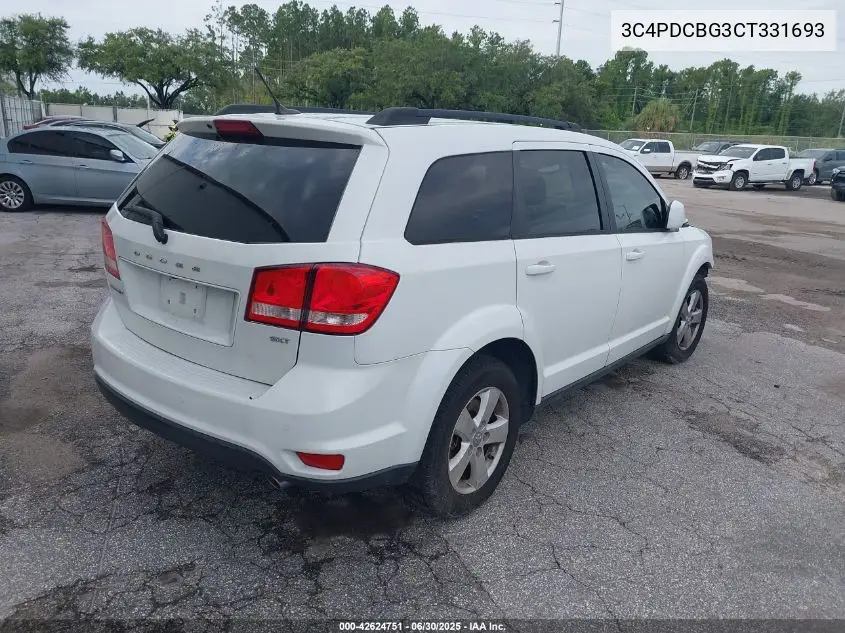 2012 Dodge Journey Sxt VIN: 3C4PDCBG3CT331693 Lot: 42624751