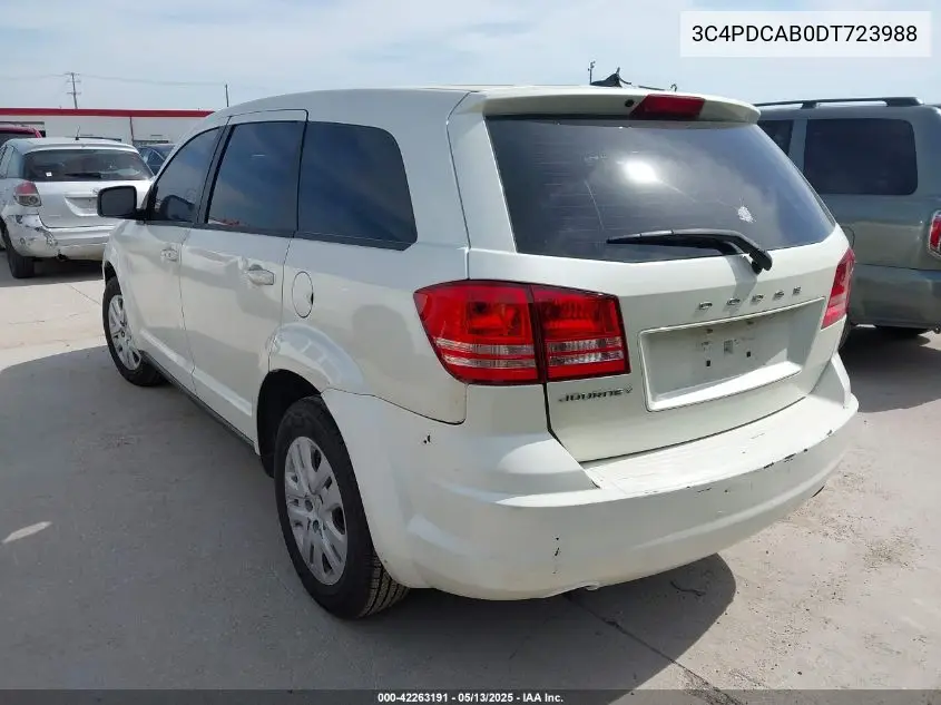 2013 Dodge Journey American Value Pkg VIN: 3C4PDCAB0DT723988 Lot: 42263191