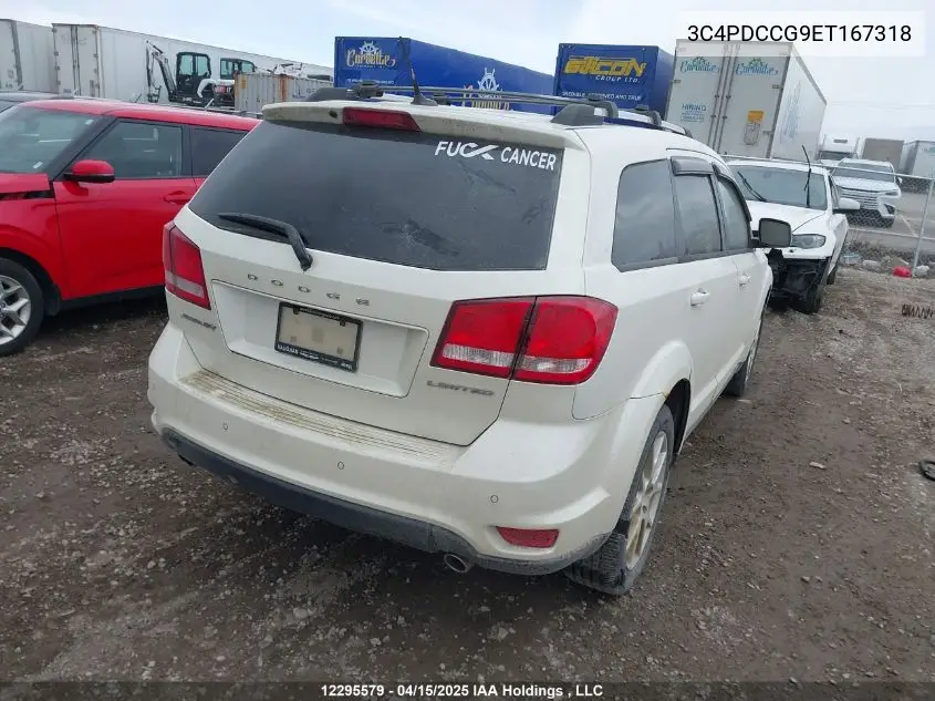 2014 Dodge Journey Sxt VIN: 3C4PDCCG9ET167318 Lot: 12295579