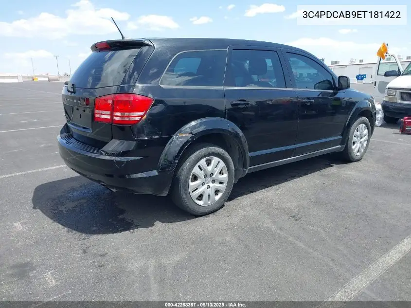 2014 Dodge Journey American Value Pkg VIN: 3C4PDCAB9ET181422 Lot: 42268387