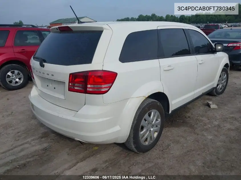 2015 Dodge Journey Cvp/Se Plus VIN: 3C4PDCAB0FT730345 Lot: 12339606