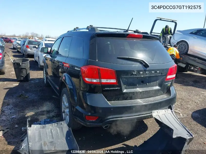 2016 Dodge Journey VIN: 3C4PDCCG7GT192575 Lot: 12286436
