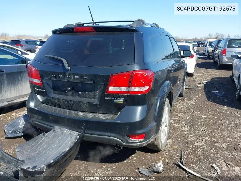 2016 Dodge Journey VIN: 3C4PDCCG7GT192575 Lot: 12286436