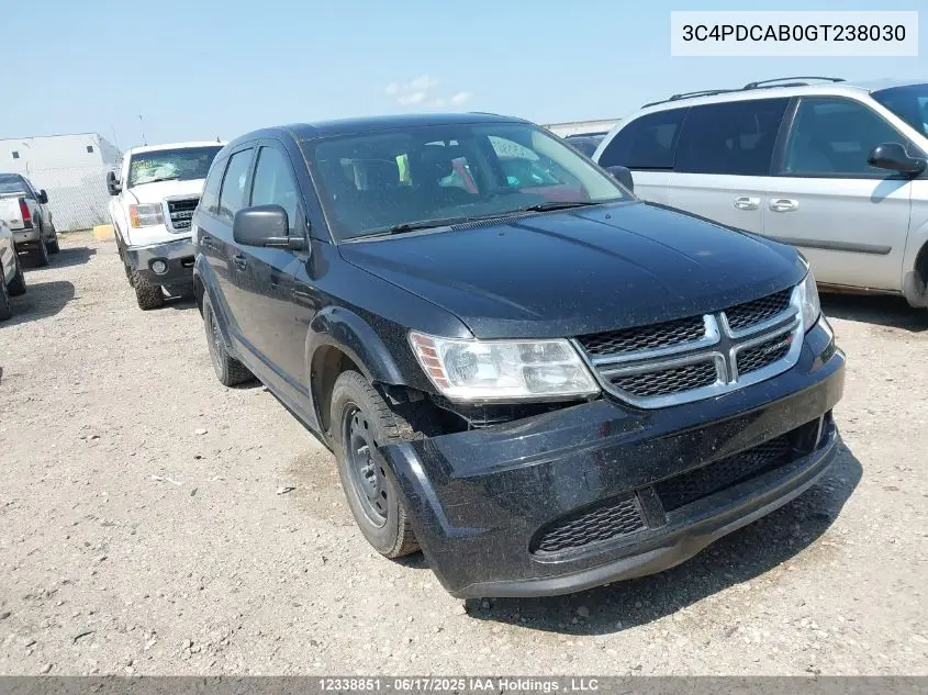2016 Dodge Journey Cvp/Se Plus VIN: 3C4PDCAB0GT238030 Lot: 12338851