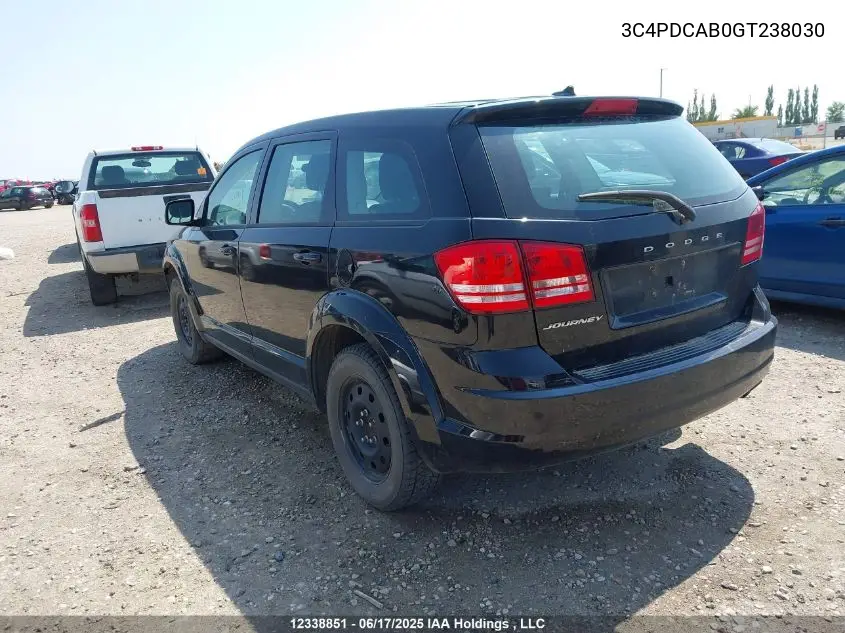 2016 Dodge Journey Cvp/Se Plus VIN: 3C4PDCAB0GT238030 Lot: 12338851