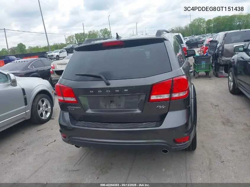 2016 Dodge Journey R/T VIN: 3C4PDDEG8GT151438 Lot: 42254353